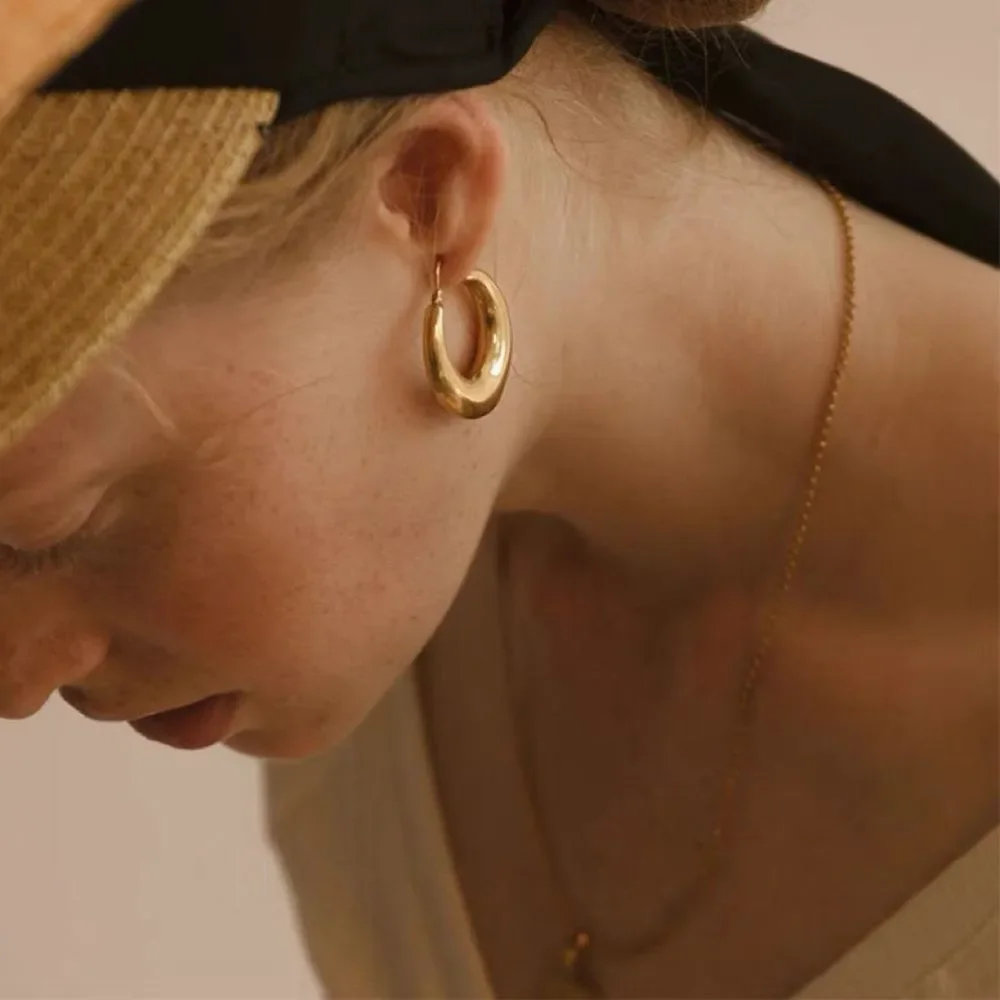 18K Gold Plated Chunky Hoop Earrings
